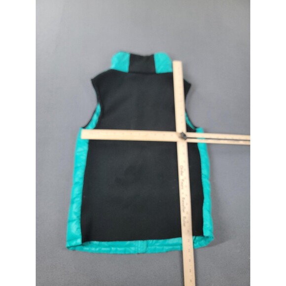 Calvin Klein Vest Womens Medium Teal Down Puffer Rib Knit Back Zip MP3 Pocket - Picture 7 of 11